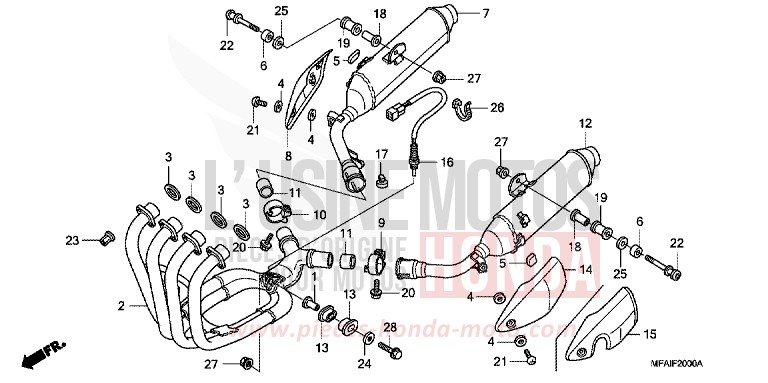 EXHAUST MUFFLER for CBF1000 ABS PEARL NIGHTSTAR BLACK (NHA84) from 2008